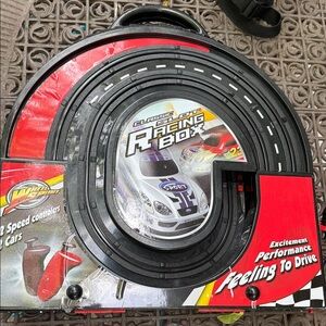 Vintage Portable Folding Classic Slot Racing Box with 2 cars, 2 controllers